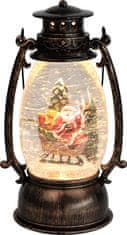 Lampička MagicHome Christmas Retro, LED, se Santou, s třpytkami, černá, 3xAA, plast, 13x11x24/35 cm