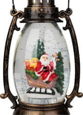 Lampička MagicHome Christmas Retro, LED, se Santou, s třpytkami, černá, 3xAA, plast, 13x11x24/35 cm