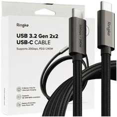 RINGKE RINGKE USB 3.2 GEN 2X2 KABEL TYPU C PD240W 100CM ČERNÝ