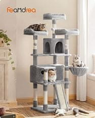 FEANDREA xxl cat condo 172 cm kočičí strom, světle šedý pct019w01