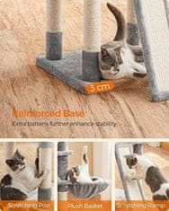 FEANDREA xxl cat condo 172 cm kočičí strom, světle šedý pct019w01