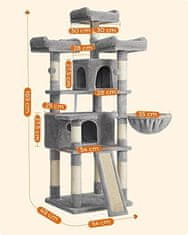 FEANDREA xxl cat condo 172 cm kočičí strom, světle šedý pct019w01