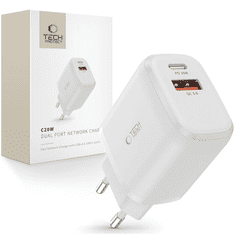 Tech-protect TECH-PROTECT C20W 2-PORTOVÁ SÍŤOVÁ NABÍJEČKA PD20W/QC3.0 BÍLÁ