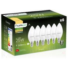 LUMILED 6x LED žárovka E14 B35 2,5W = 25W 249lm 3000K Teplá bílá 180°