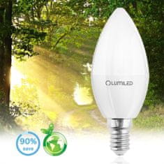 LUMILED 6x LED žárovka E14 B35 10W = 75W 1055lm 6500K Studená bílá 180°