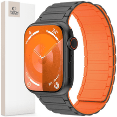 Tech-protect TECH-PROTECT ICONBAND MAGNETIC APPLE HODINKY 4 / 5 / 6 / 7 / 8 / 9 / SE / ULTRA 1 / 2 (42 / 44 / 45 / 49 MM) ČERNÁ/ORANŽOVÁ