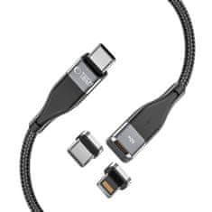 Tech-protect TECH-PROTECT ULTRABOOST "2" 2V1 MAGNETICKÝ KABEL LIGHTNING & TYP-C PD60W/3A 100CM ČERNÝ