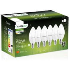 LUMILED 6x LED žárovka E14 B35 8W = 60W 806lm 4000K Neutrální bílá 180°