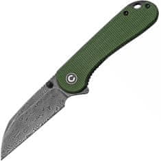 Civilight C18062AF-DS1 Elementum Wharncliffe kapesní nůž 7,6 cm, damašek, zelená, Micarta, ocel