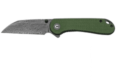 Civilight C18062AF-DS1 Elementum Wharncliffe kapesní nůž 7,6 cm, damašek, zelená, Micarta, ocel