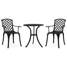 Vidaxl 3dílný bistro set litý hliník černý