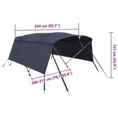 Vidaxl Bimini stříška se 4 oblouky a bočnicemi 243x(200–213)x137 cm