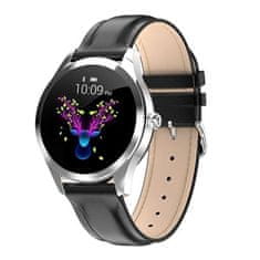 NEOGO SmartWatch Glam, dámské chytré hodinky, černé/kožené