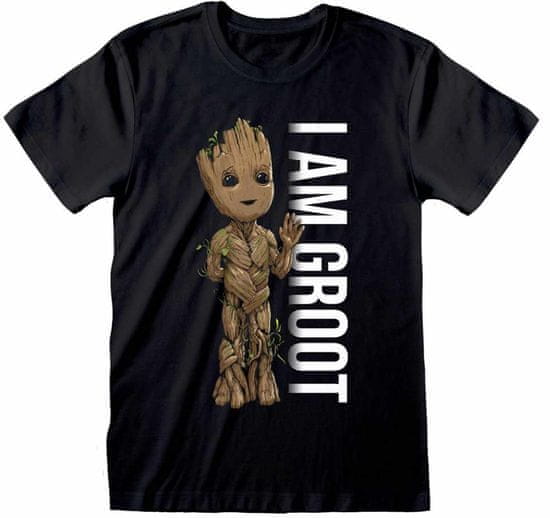 CurePink Pánské tričko Marvel|Guardians of The Galaxy: I am Groot (M) černá bavlna