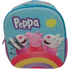 CurePink Dětský batoh Peppa Pig|Prasátko Pepa: Duha (objem 9 litrů|26 x 32 x 11 cm) modrý polyester