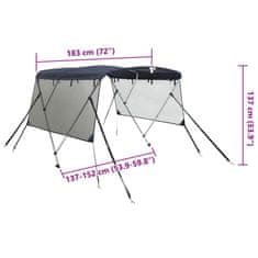 Vidaxl Bimini stříška se 3 oblouky a bočnicemi 183x(137–152)x137 cm