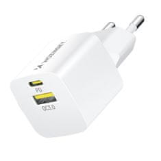 shumee GaN QC3.0 USB-A USB-C PD 33W nástěnná nabíječka, bílá