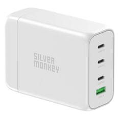 shumee GaN 130W nástěnná nabíječka s napájecím kabelem 3xUSB-C PD USB-A QC 3.0, bílá