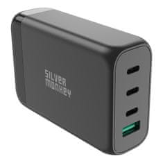 shumee GaN 130W nástěnná nabíječka s napájecím kabelem 3xUSB-C PD USB-A QC 3.0, černá