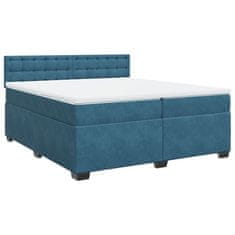 Vidaxl Box spring postel s matrací modrá 200 x 200 cm samet