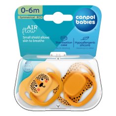 Canpol BABIES Set symetrických silikonových dudlíků BabiesBoo 0-6m 2ks oranžový