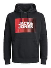 Jack&Jones Pánská mikina JJECORP Standard Fit 12233599 Black logo red (Velikost XL)