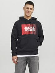 Jack&Jones Pánská mikina JJECORP Standard Fit 12233599 Black logo red (Velikost XL)