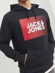 Jack&Jones Pánská mikina JJECORP Standard Fit 12233599 Black logo red (Velikost XL)