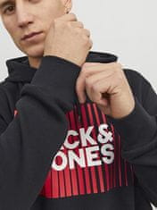 Jack&Jones Pánská mikina JJECORP Standard Fit 12233599 Black logo red (Velikost XL)