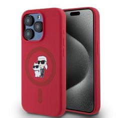 Karl Lagerfeld Originální pouzdro hardcase Silicone KC Heads Ring MagSafe KLHMP15LSCMKCRHR pro iPhone 15 Pro red