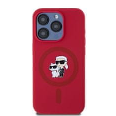 Karl Lagerfeld Originální pouzdro hardcase Silicone KC Heads Ring MagSafe KLHMP15LSCMKCRHR pro iPhone 15 Pro red