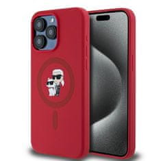 Karl Lagerfeld Originální pouzdro hardcase Silicone Karl &amp; Choupette Ring MagSafe KLHMP15XSCMKCRHR pro iPhone 15 Pro Max red