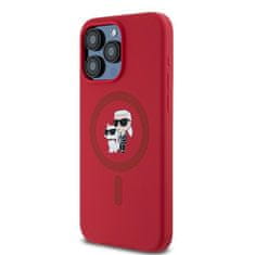 Karl Lagerfeld Originální pouzdro hardcase Silicone Karl &amp; Choupette Ring MagSafe KLHMP15XSCMKCRHR pro iPhone 15 Pro Max red