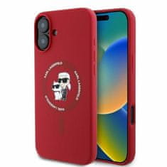 Karl Lagerfeld Originální zadní kryt hardcase Silicone KC Heads Ring MagSafe KLHMP16SSCMKCRHR pro iPhone 16 red