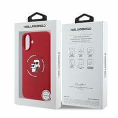 Karl Lagerfeld Originální zadní kryt hardcase Silicone KC Heads Ring MagSafe KLHMP16SSCMKCRHR pro iPhone 16 red