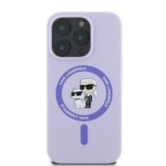 Karl Lagerfeld Originální pouzdro hardcase Silicone KC Heads Ring MagSafe KLHMP15SSCMKCRHU pro iPhone 15 purple