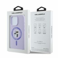 Karl Lagerfeld Originální pouzdro hardcase Silicone KC Heads Ring MagSafe KLHMP15SSCMKCRHU pro iPhone 15 purple