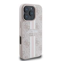 Guess Originální kryt GUESS hardcase 4G Printed Stripes MagSafe GUHMP16LP4RPSP for Apple iPhone 16 Pro , barva růžová