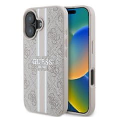 Guess Originální kryt GUESS hardcase 4G Printed Stripes MagSafe GUHMP16SP4RPSP for Apple iPhone 16 , barva růžová