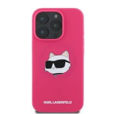 Karl Lagerfeld Originální zadní kryt hardcase Silicone Choupette Head Print MagSafe KLHMP16LSCHPPLF pro iPhone 16 Pro fuchsiový