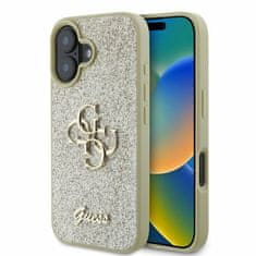 Guess Originální kryt GUESS hardcase Glitter Big 4G GUHCP16SHG4SGD for Apple iPhone 16 , barva zlatá