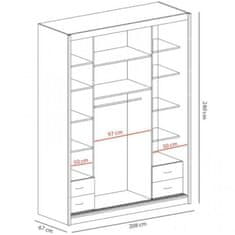 Veneti Šatní skříň 208 cm s posuvnými dveřmi BERLINA 1 - dub sonoma