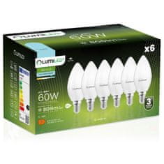 LUMILED 6x LED žárovka E14 B35 8W = 60W 806lm 6500K Studená bílá 180°