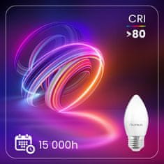 LUMILED 6x LED žárovka E27 B35 8W = 60W 806lm 6500K Studená bílá 180°