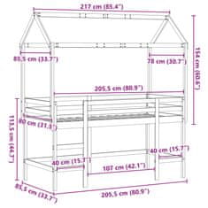 Vidaxl Patrová postel s žebříkem a střechou bílá 80 x 200 cm borovice