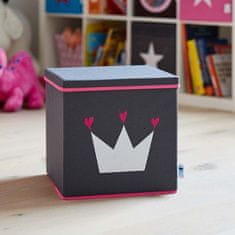 Love It Store It Úložný box na hračky s krytem - šedý, bílá koruna