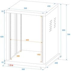 Roadinger Skříň racková SR-19, 14U, 19“