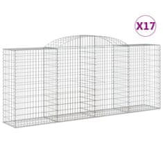 Vidaxl Klenuté gabionové koše 17ks 300x50x120/140cm pozinkované železo