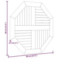 Vidaxl Stolní deska 80 x 80 x 2,5 cm osmihranná masivní teakové dřevo