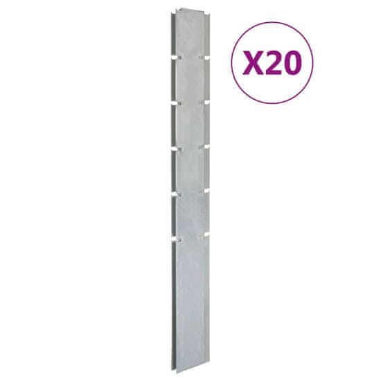 Vidaxl Plotové sloupky 20 ks stříbrné 160 cm pozinkovaná ocel